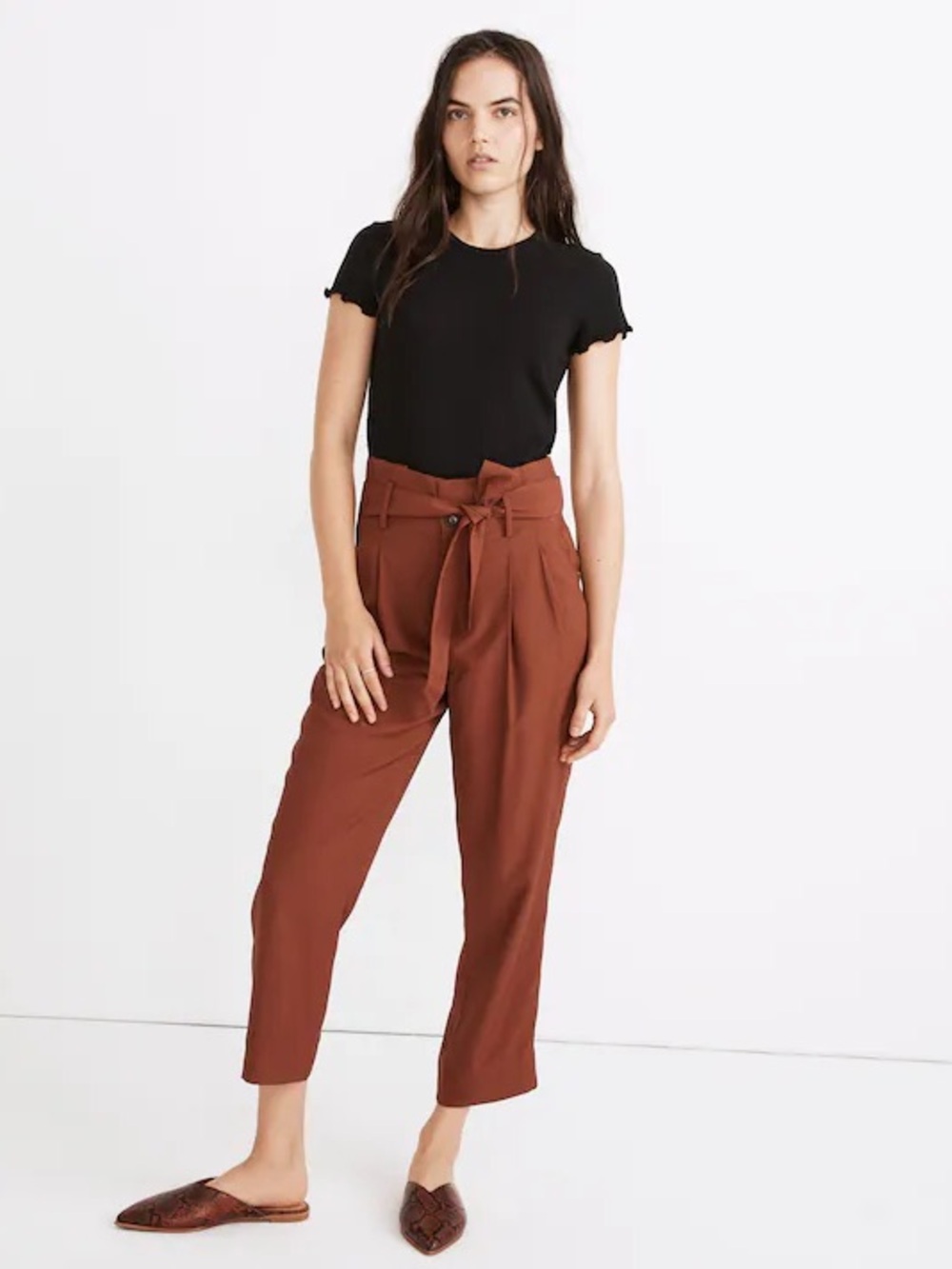 NWT Madewell Drapey Paperbag Pants - Maple Syrup Size 8